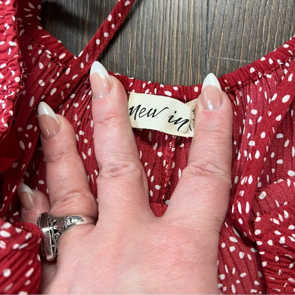 New In Red Patterned Women's Wide Leg Jumpsuit SZ MED - Picture 7 of 11